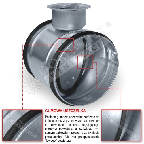 Przepustnica zamykająca szczelna 200 ocynk
