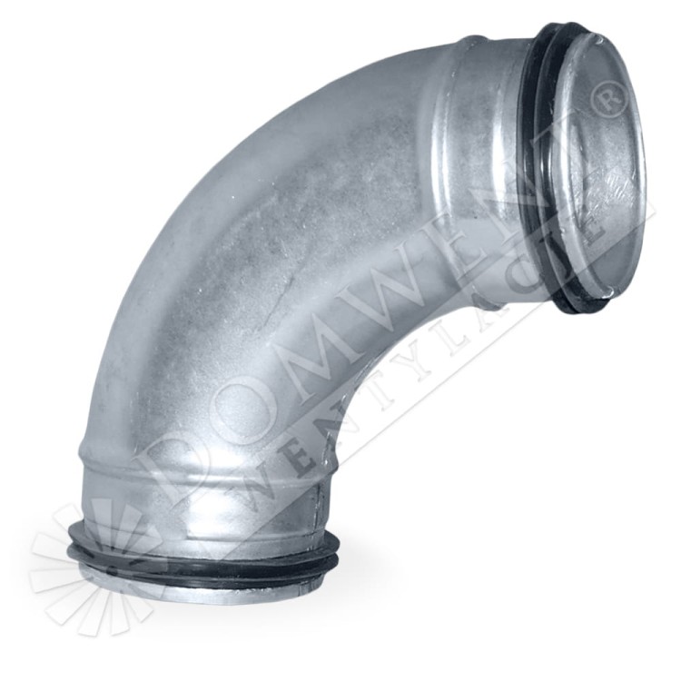 Kolano tłoczone z uszczelką do wentylacji 90 stopni