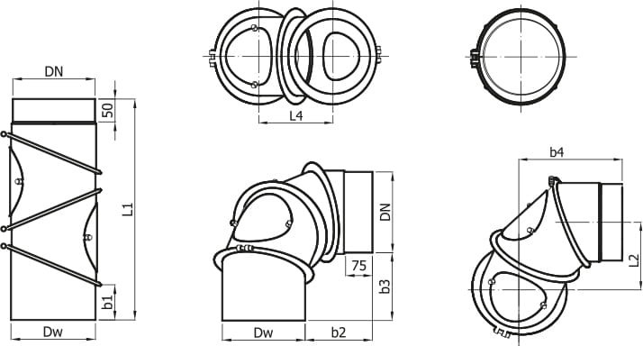 KOLANO DYMOWE NASTAWNE SYSTEM KOMINOWY