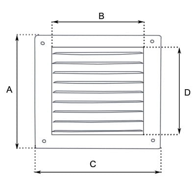 Kratka wentylacyjna montowana na wkręty 140mm x 140mm