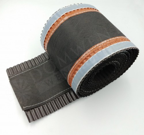 Taśma kalenicowa aluminiowa z geowłóknina szer. 180 mm brąz