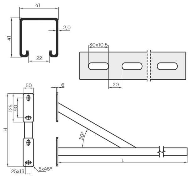 KONSOLA KĄTOWA Z ODKOSEM INTERFIX