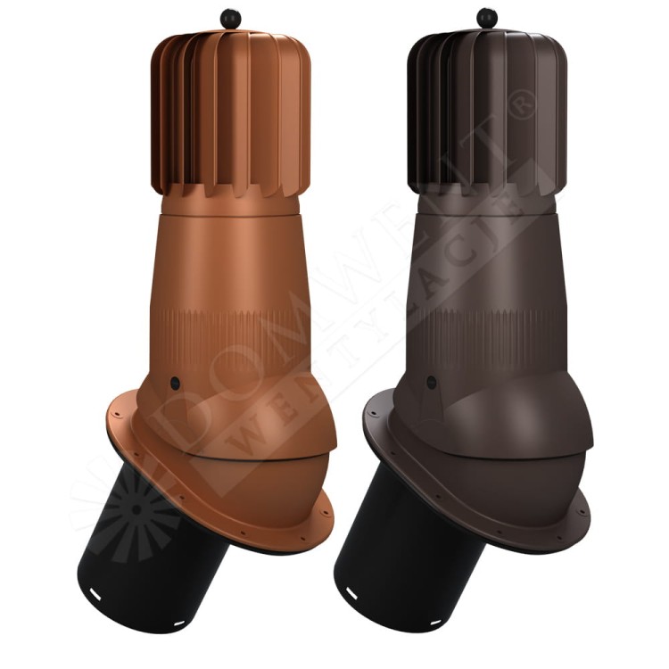 Kominek wentylacyjny obrotowy z odpływem kondensatu na istniejący gont, papę, trapez, rąbek stojący, blachy płaskie