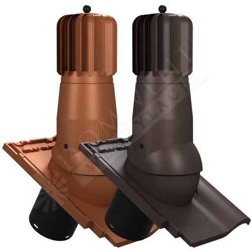 Kominek wentylacyjny obrotowy z odpływem kondensatu do dachówki ceramicznej T05