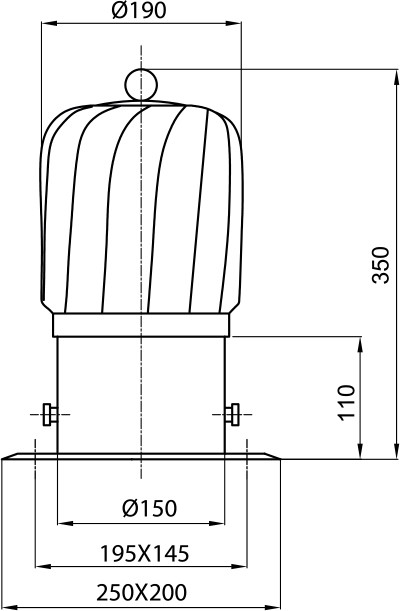 NASADA KOMINOWA OBROTOWA KWASOODPORNA 150 NA PODSTAWIE KWADRATOWEJ (OTWIERANEJ)