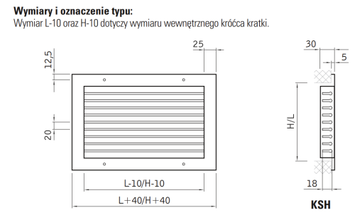 Kratka wentylacyjna ścienna KSH