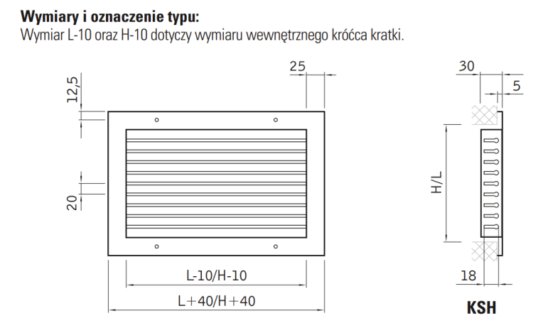 Kratka wentylacyjna ścienna KSH