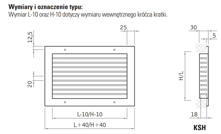Kratka wentylacyjna ścienna KSH