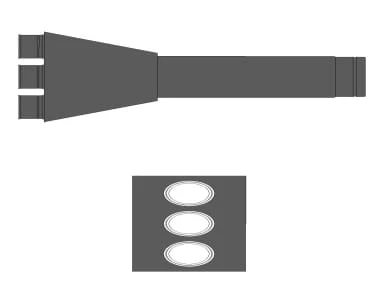 Puszka rozprężna 3x75mm przelotowa / pod anemostat 125 długość przyłącza 320mm