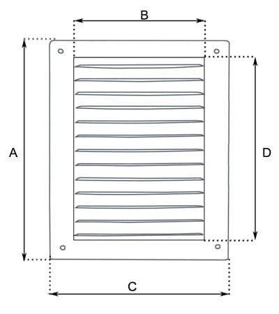 Kratka wentylacyjna nierdzewna montowana na wkręty 140mm x 200mm